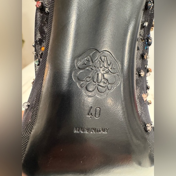 Alexander McQueen Crystal Embellished Mesh 90mm Stiletto Boots - Picture 10 of 14